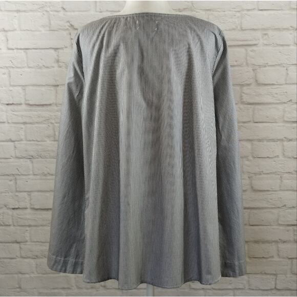 Y Blu Heaven Women's Grey Striped Long Tie Statement Sleeve Top Blouse NWT M - Picture 11 of 13